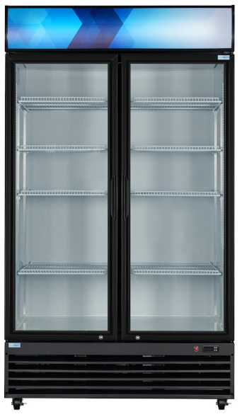 Product image #7 for KoolMore Two-Section Glass Door Merchandiser Refrigerator, 38 Cu. Ft., Bottom-Mount, Black