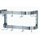 Thumbnail image #1 for ATSMFG MET MET-PRW-72 ATS MFG Wall-Mounted Stainless Steel Pot Rack, Double Bar, 72"W x 12"D, with 22 Plated Double Hooks