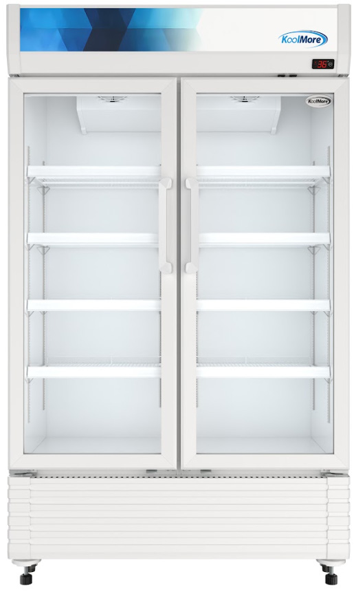 Product image #7 for KoolMore 47-Inch Slim 2-Door Glass Merchandiser Refrigerator, 29.5 Cu. Ft., White
