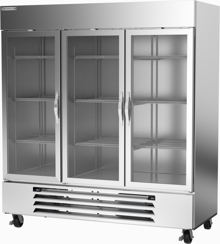 Product image #7 for Beverage Air Horizon Series Dual Temperature 3-Section Glass Door Reach-In Refrigerator/Freezer, Bottom-Mount, Self-Contained