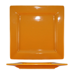 Thumbnail image #1 for International Tableware Elite Harvest EL-40-BN Square Plate, 12 inch, Wide Rolled Rim, Butternut