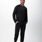 Thumbnail image #1 for Chef Works CBZ02-BLK-L Long-Sleeve Black Chef Coat, Center Zipper, Raglan Sleeves, Thermometer Pockets, Size L
