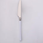 Thumbnail image #1 for Kadra Kitchenware Vikko Dine VF-KN30-IWS Steak Knife, Two-Tone Brushed White & Silver, 18/10 Stainless Steel Case of 12