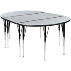 Thumbnail image #1 for Flash Furniture Emmy XU-GRP-A3048CON-48-GY-T-A-GG 2-Piece Adjustable-Height Oval Wave Activity Table Set, Gray Laminate Top