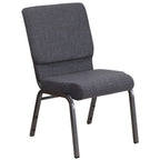 Thumbnail image #1 for Flash Furniture Hercules FD-CH02185-SV-DKGY-GG Gray Fabric Upholstered Stacking Church Chair, 800 lb Capacity, Silver Vein Frame