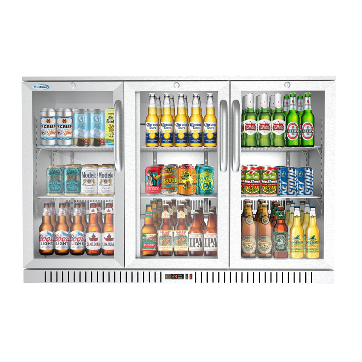 Product image #5 for KoolMore Three-Section Back Bar Refrigerator with 3 Glass Swing Doors, 11.3 Cu. Ft., Stainless Steel
