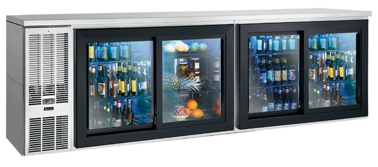 Product image #6 for Perlick Four-Section Sliding Glass Door Refrigerated Back Bar Cabinet, 108-Inch, Self-Contained Side-Mount