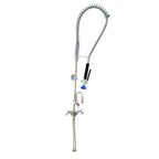 Thumbnail image #1 for Fisher 53031 Spring-Style Pre-Rinse Unit with Dual Deck Control Valve, 10-Inch Swing Spout, Lever Handles, Stainless Steel