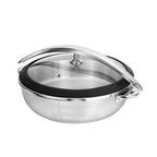 Thumbnail image #1 for Eastern Tabletop Orbit 5996RBH 6 qt Round Stainless Steel Chafing Pot with Induction-Ready Lift-Off Domed Glass Lid