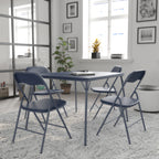 Thumbnail image #2 for Flash Furniture JB-1-NV-GG Folding Card Table and Chair Set, 33-1/2-Inch Square, 4 Chairs, Navy Blue