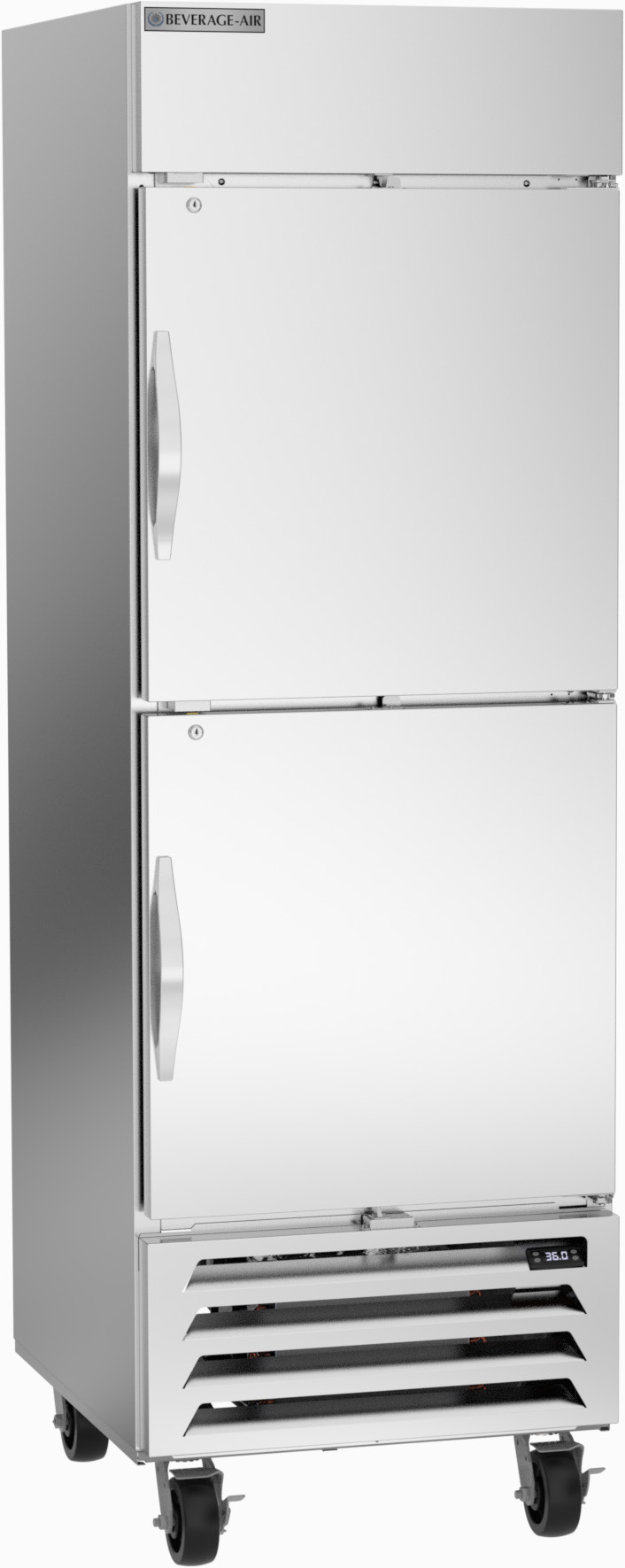 Product image #5 for Beverage-Air Horizon Series One-Section Reach-In Refrigerator, 23.32 Cu. Ft., Two Right-Hand Solid Half Doors, Stainless Steel, Bottom-Mounted Self-Contained