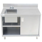 Thumbnail image #1 for USR Brands Prepline PCST-3048 304 Stainless Steel Enclosed-Base Work Table with 16 x 14 in Sink, Faucet and Backsplash
