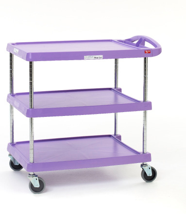 Product image #5 for Metro myCart Series 3-Shelf Purple Polymer Utility Cart, 400 lb Capacity