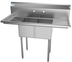 Thumbnail image #4 for KoolMore 48-Inch Commercial 2-Compartment Stainless Steel Sink with Left and Right Drainboards and Backsplash