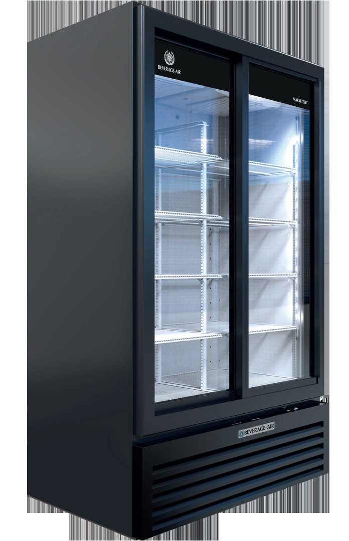 Product image #5 for Beverage-Air Marketeer Two-Section Reach-In Glass Door Merchandiser Refrigerator, 39.03 Cu. Ft., Black