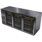 Thumbnail image #1 for Fagor Refrigeration FBB-79GS-N 3-Door Glass Back Bar Cooler, Stainless Steel, 80 in. Wide, Self-Contained