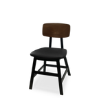 Thumbnail image #1 for JustChair Manufacturing Industrial Collection M67818-BVS Upholstered Side Chair with Veneer Wood Back and Black Metal Frame