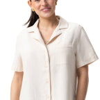 Thumbnail image #1 for Chef Works SBC01W-OAT-2XL Women's Short-Sleeve Camp Shirt, Button Front, Oatmeal, 2XL