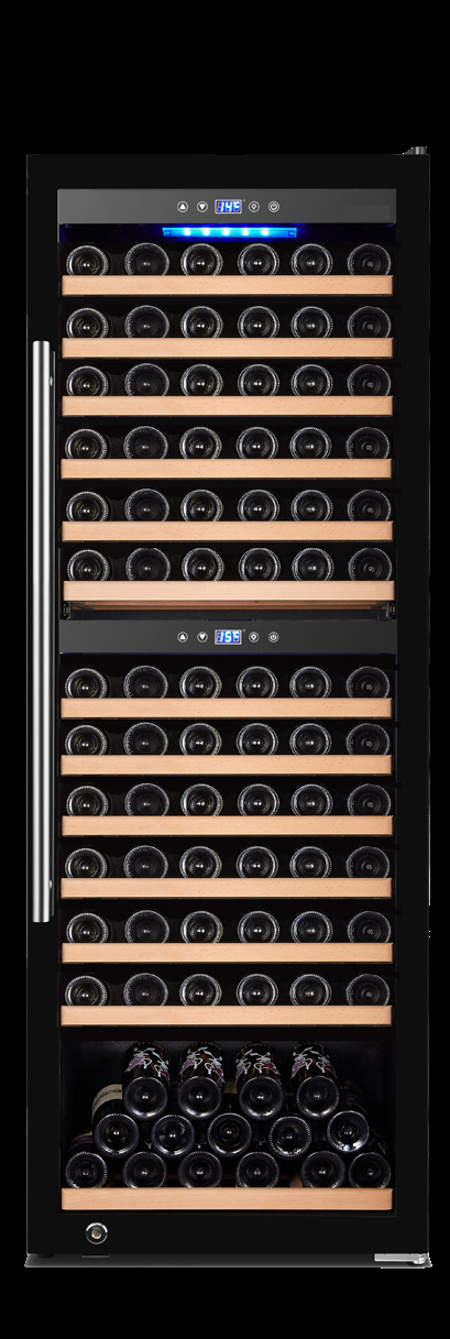 Product image #6 for Omcan Vinovero 25-Inch Dual Zone Commercial Wine Cooler, 126-Bottle Capacity, Locking Black Glass Door