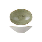 Thumbnail image #1 for Tuxton China Artisan Geode GGO-402 Oval Porcelain Pasta Bowl, 11-1/2 oz, Olive, 7-1/2 x 5-1/4 x 2-1/4 in 1 Dozen