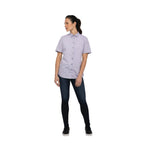 Thumbnail image #1 for Chef Works Havana SHC01W-PUR-XL Women's Purple Poly/Cotton Short-Sleeve Chef Shirt, Snap Front, XL