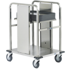 Thumbnail image #1 for Dinex DXPIDT1S1622 Mobile Open Tray Dispenser, Stainless Steel, Single Stack, 16" x 22" Trays, 100-Capacity
