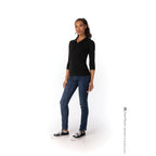 Thumbnail image #1 for Chef Works Definity TSWO-BLK-3XL Women's 3/4-Sleeve V-Neck Chef Shirt, Black, 3XL, Cotton/Poly/Elastane