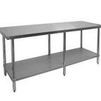 Thumbnail image #1 for GSW WT-P3072 72" Stainless Steel Work Table with Open Undershelf, 16-Gauge 201 Top, Rolled Edge, 30"D x 35"H