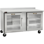 Thumbnail image #1 for Traulsen Dealer's Choice CLUC-60R-GD-WTRR Two-Section Worktop Refrigerator, 60.25"W, Stainless Steel, 2 Glass Doors