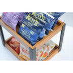 Thumbnail image #2 for Cal-Mil Madera 22330-3-99 3-Tier Rectangular Buffet Merchandiser, Black Metal Frame, Rustic Pine, 12"W x 20"D x 18-3/4"H