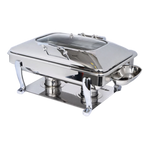 Thumbnail image #1 for Eastern Tabletop Crown 3935GSB Induction Chafer, 8 qt, Rectangular Stainless Steel, Hinged Glass Lid