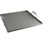 Thumbnail image #1 for AllPoints Foodservice Parts & Supplies 761145 Portable Steel Griddle Top, 22-9/16" x 22-9/16", 1" Lip, Heat-Resistant Handles
