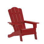 Thumbnail image #1 for Flash Furniture Newport LE-HMP-1044-10-RD-GG Adirondack Patio Chair with Slide-Out Cup Holder, HDPE, Red