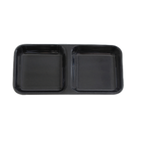 Thumbnail image #1 for Thunder Group Classic 19002BK 2-Compartment Melamine Sauce Dish, 4 oz, 6"L x 3"W, Black Case of 12 Dozen