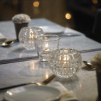 Thumbnail image #3 for Sterno Brilliance 80526 Glass Candle Lamp, Clear, 3-1/4"H, Round, Square Textured Pattern