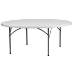 Thumbnail image #1 for Flash Furniture RB-72R-GG 72" Round Folding Table, Granite White Molded Plastic Top, Gray Powder-Coated Metal Legs