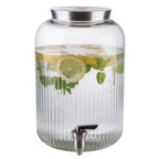 Thumbnail image #1 for Libbey APS Germany - Classic APS 10855 Glass Drink Dispenser, 236-3/4 oz., Ribbed, Stainless Steel Spigot & Lid