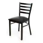 Thumbnail image #1 for JustChair Manufacturing M20118-BLK-BVS-LOOSE Stackable Ladder-Back Side Chair with Black Vinyl Seat and Metal Frame