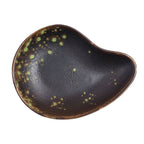 Thumbnail image #1 for Vertex China London Moonstone LMJ-ISD 2 oz Porcelain Sauce Dish, Matte Black/Jade Reactive Glaze, 5" x 3-3/4" Case of 2 Dozen