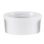 Thumbnail image #1 for Browne USA Foodservice 564003W White Stoneware Ribbed Ramekin, 2-1/2 oz, 2-4/5" Diameter x 1-1/2"H