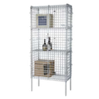Thumbnail image #1 for 1880 Hospitality Focus Foodservice FSSEC18364 Stationary Wire Security Cage Shelving Kit, Chrome, 18" D x 36" W x 74" H, 2 Shelves