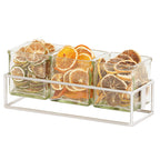 Thumbnail image #1 for Cal-Mil Milo 23747-3-49 3-Section Condiment Jar Holder, Chrome-Plated Metal, 12.5"W x 4.5"D x 3"H