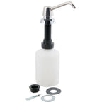 Thumbnail image #1 for AllPoints Foodservice Parts & Supplies 1087 Manual Deck-Mount Liquid Soap Dispenser, Stainless Steel, 11-3/4" H, Fits Decks up to 4" Thick