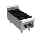 Thumbnail image #1 for Venancio USA Prime PHP12G-CT Gas Countertop Hot Plate, 2 Burners, Cast-Iron Grates, Stainless Steel Front & Sides, Adjustable Legs