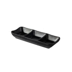 Thumbnail image #1 for CAC China XCND-3-8MK 3-Compartment Rectangular Melamine Dish, Matte Black, 8-Inch Case of 3 Dozen