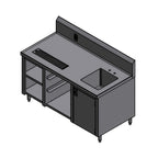 Thumbnail image #1 for Winholt Equipment STCT-GRS3060-GFI-BC-R Stainless Steel Beverage Counter with Sink, Open Base Shelves, 60"W x 30"D x 34"H