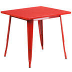 Thumbnail image #1 for Flash Furniture ET-CT002-1-RED-GG Square Dining Table with Pedestal Base, Red, 31-1/2"W x 31-1/2"D x 29-1/2"H