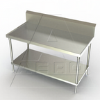 Thumbnail image #1 for AERO Manufacturing Aerospec 1TSB-2496 Stainless Steel Work Table, 14-Gauge Top, 10-Inch Backsplash, Adjustable Undershelf, 96 x 24 x 45 in