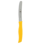 Thumbnail image #1 for Zwilling J.A. Henckels Twin Grip 1019046 Serrated Utility Knife, 4-1/2" Stamped Stainless Steel Blade, Yellow Polypropylene Handle