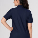 Thumbnail image #2 for Chef Works Z650W-NAV-3XL Women's Collared Polo Shirt, Navy, 3XL, 100% Polyester